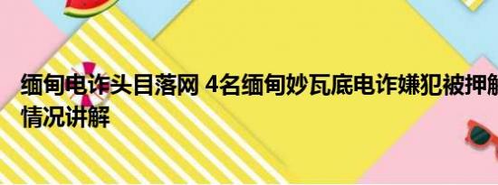 缅甸电诈头目落网 4名缅甸妙瓦底电诈嫌犯被押解回国 基本情况讲解