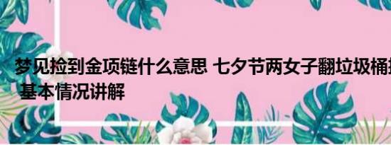 梦见捡到金项链什么意思 七夕节两女子翻垃圾桶捡到金项链 基本情况讲解