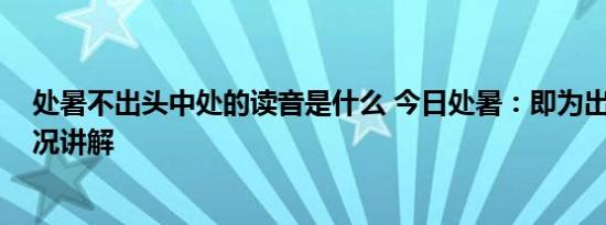 处暑不出头中处的读音是什么 今日处暑：即为出暑 基本情况讲解