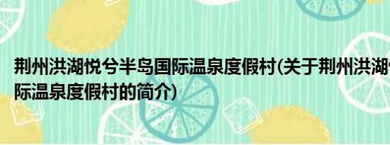 荆州洪湖悦兮半岛国际温泉度假村(关于荆州洪湖悦兮半岛国际温泉度假村的简介)