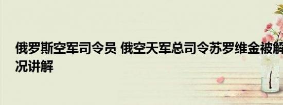 俄罗斯空军司令员 俄空天军总司令苏罗维金被解职 基本情况讲解