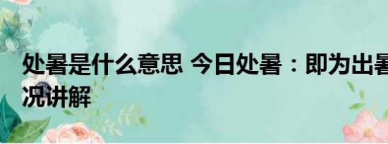 处暑是什么意思 今日处暑：即为出暑 基本情况讲解