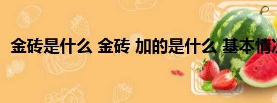 金砖是什么 金砖 加的是什么 基本情况讲解