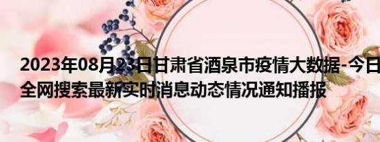 2023年08月23日甘肃省酒泉市疫情大数据-今日/今天疫情全网搜索最新实时消息动态情况通知播报