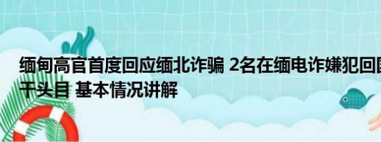 缅甸高官首度回应缅北诈骗 2名在缅电诈嫌犯回国 1人为骨干头目 基本情况讲解