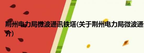 荆州电力局微波通讯铁塔(关于荆州电力局微波通讯铁塔的简介)