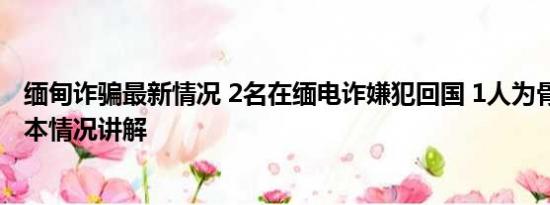 缅甸诈骗最新情况 2名在缅电诈嫌犯回国 1人为骨干头目 基本情况讲解