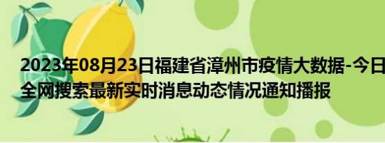 2023年08月23日福建省漳州市疫情大数据-今日/今天疫情全网搜索最新实时消息动态情况通知播报