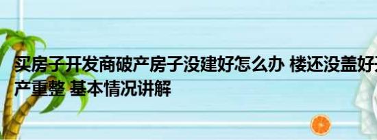 买房子开发商破产房子没建好怎么办 楼还没盖好开发商却破产重整 基本情况讲解