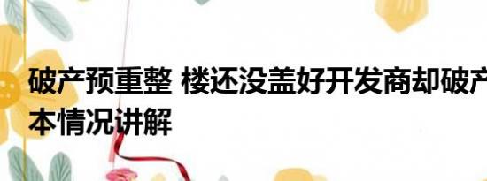 破产预重整 楼还没盖好开发商却破产重整 基本情况讲解