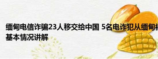 缅甸电信诈骗23人移交给中国 5名电诈犯从缅甸被押解回国 基本情况讲解