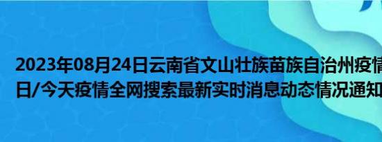 2023年08月24日云南省文山壮族苗族自治州疫情大数据-今日/今天疫情全网搜索最新实时消息动态情况通知播报