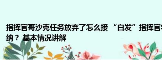 指挥官哥沙克任务放弃了怎么接 “白发”指挥官将接手瓦格纳？ 基本情况讲解