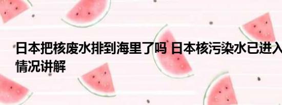 日本把核废水排到海里了吗 日本核污染水已进入大海 基本情况讲解