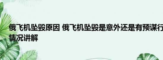 俄飞机坠毁原因 俄飞机坠毁是意外还是有预谋行动？ 基本情况讲解