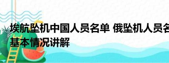 埃航坠机中国人员名单 俄坠机人员名单公布 基本情况讲解