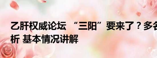 乙肝权威论坛 “三阳”要来了？多名医生分析 基本情况讲解