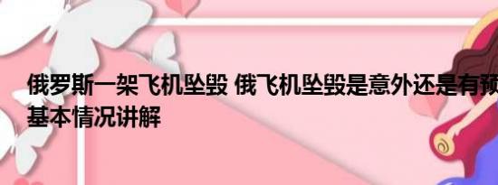 俄罗斯一架飞机坠毁 俄飞机坠毁是意外还是有预谋行动？ 基本情况讲解