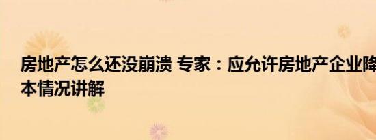 房地产怎么还没崩溃 专家：应允许房地产企业降价自救 基本情况讲解