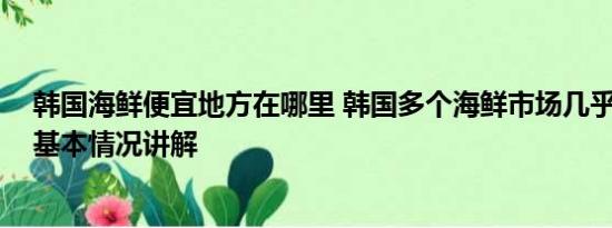 韩国海鲜便宜地方在哪里 韩国多个海鲜市场几乎空无一人 基本情况讲解