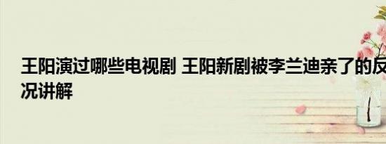 王阳演过哪些电视剧 王阳新剧被李兰迪亲了的反应 基本情况讲解