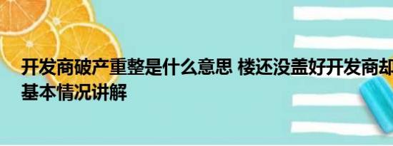 开发商破产重整是什么意思 楼还没盖好开发商却破产重整 基本情况讲解