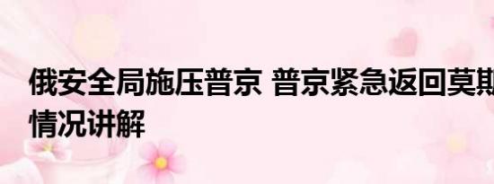 俄安全局施压普京 普京紧急返回莫斯科 基本情况讲解