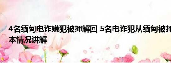 4名缅甸电诈嫌犯被押解回 5名电诈犯从缅甸被押解回国 基本情况讲解