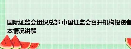 国际证监会组织总部 中国证监会召开机构投资者座谈会 基本情况讲解