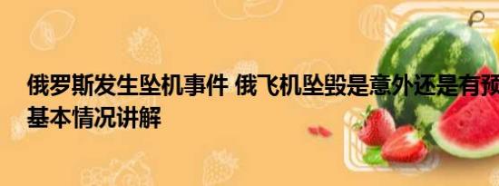 俄罗斯发生坠机事件 俄飞机坠毁是意外还是有预谋行动？ 基本情况讲解