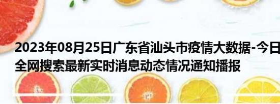 2023年08月25日广东省汕头市疫情大数据-今日/今天疫情全网搜索最新实时消息动态情况通知播报