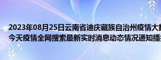 2023年08月25日云南省迪庆藏族自治州疫情大数据-今日/今天疫情全网搜索最新实时消息动态情况通知播报