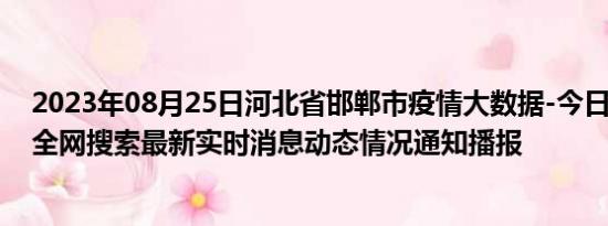 2023年08月25日河北省邯郸市疫情大数据-今日/今天疫情全网搜索最新实时消息动态情况通知播报