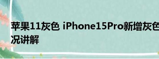 苹果11灰色 iPhone15Pro新增灰色 基本情况讲解