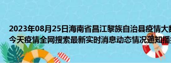 2023年08月25日海南省昌江黎族自治县疫情大数据-今日/今天疫情全网搜索最新实时消息动态情况通知播报