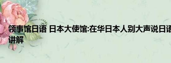 领事馆日语 日本大使馆:在华日本人别大声说日语 基本情况讲解