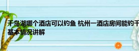 千岛湖哪个酒店可以钓鱼 杭州一酒店房间能钓千岛湖的鱼 基本情况讲解