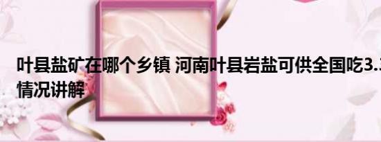 叶县盐矿在哪个乡镇 河南叶县岩盐可供全国吃3.3万年 基本情况讲解