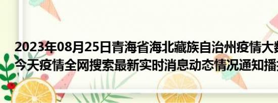 2023年08月25日青海省海北藏族自治州疫情大数据-今日/今天疫情全网搜索最新实时消息动态情况通知播报