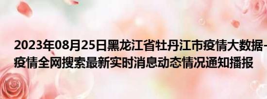 2023年08月25日黑龙江省牡丹江市疫情大数据-今日/今天疫情全网搜索最新实时消息动态情况通知播报