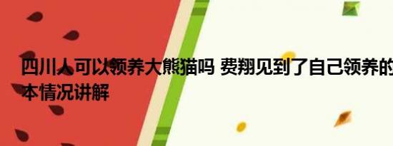 四川人可以领养大熊猫吗 费翔见到了自己领养的大熊猫 基本情况讲解