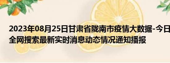 2023年08月25日甘肃省陇南市疫情大数据-今日/今天疫情全网搜索最新实时消息动态情况通知播报