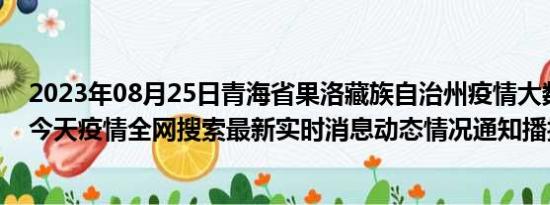 2023年08月25日青海省果洛藏族自治州疫情大数据-今日/今天疫情全网搜索最新实时消息动态情况通知播报