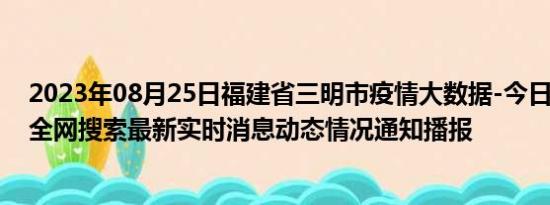 2023年08月25日福建省三明市疫情大数据-今日/今天疫情全网搜索最新实时消息动态情况通知播报