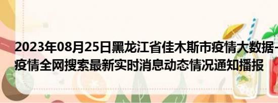 2023年08月25日黑龙江省佳木斯市疫情大数据-今日/今天疫情全网搜索最新实时消息动态情况通知播报