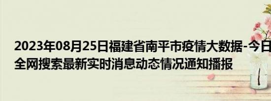 2023年08月25日福建省南平市疫情大数据-今日/今天疫情全网搜索最新实时消息动态情况通知播报