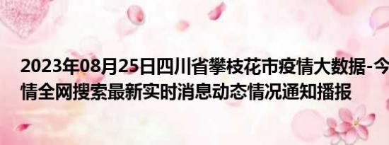 2023年08月25日四川省攀枝花市疫情大数据-今日/今天疫情全网搜索最新实时消息动态情况通知播报