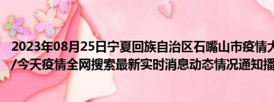 2023年08月25日宁夏回族自治区石嘴山市疫情大数据-今日/今天疫情全网搜索最新实时消息动态情况通知播报