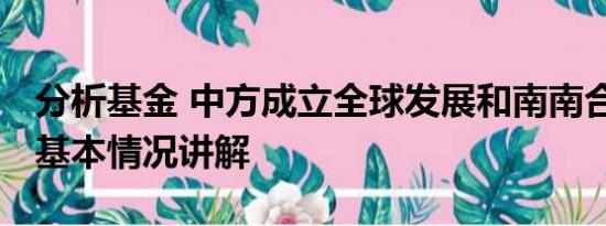 分析基金 中方成立全球发展和南南合作基金 基本情况讲解