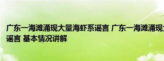 广东一海滩涌现大量海虾系谣言 广东一海滩涌现大量海虾系谣言 基本情况讲解